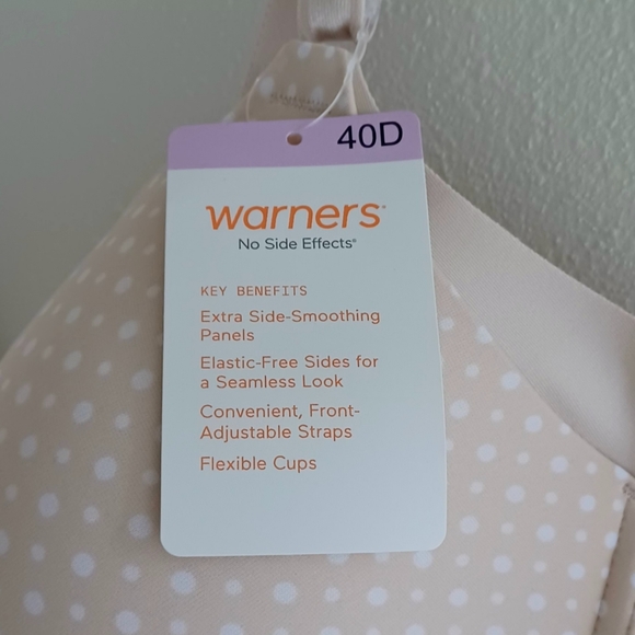 NWT Warner's No Side Effects Polka Dot Bra, size 40D - Picture 3 of 13